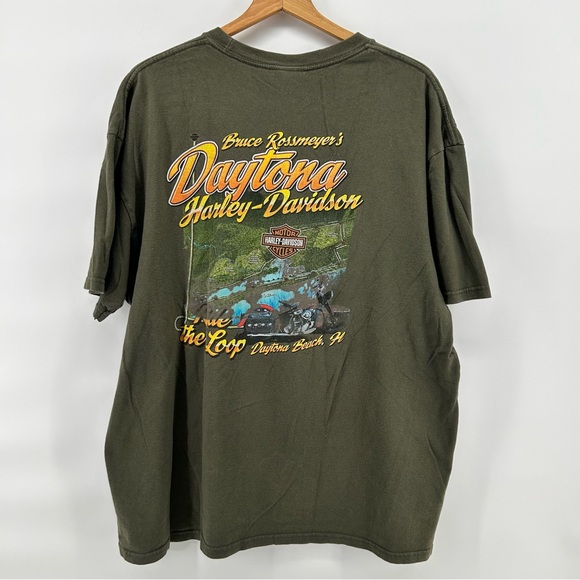 Harley Davidson T-Shirt Men's 2XL Army Green Graphic Pin-Up Daytona Beach, FL - Picture 3 of 9